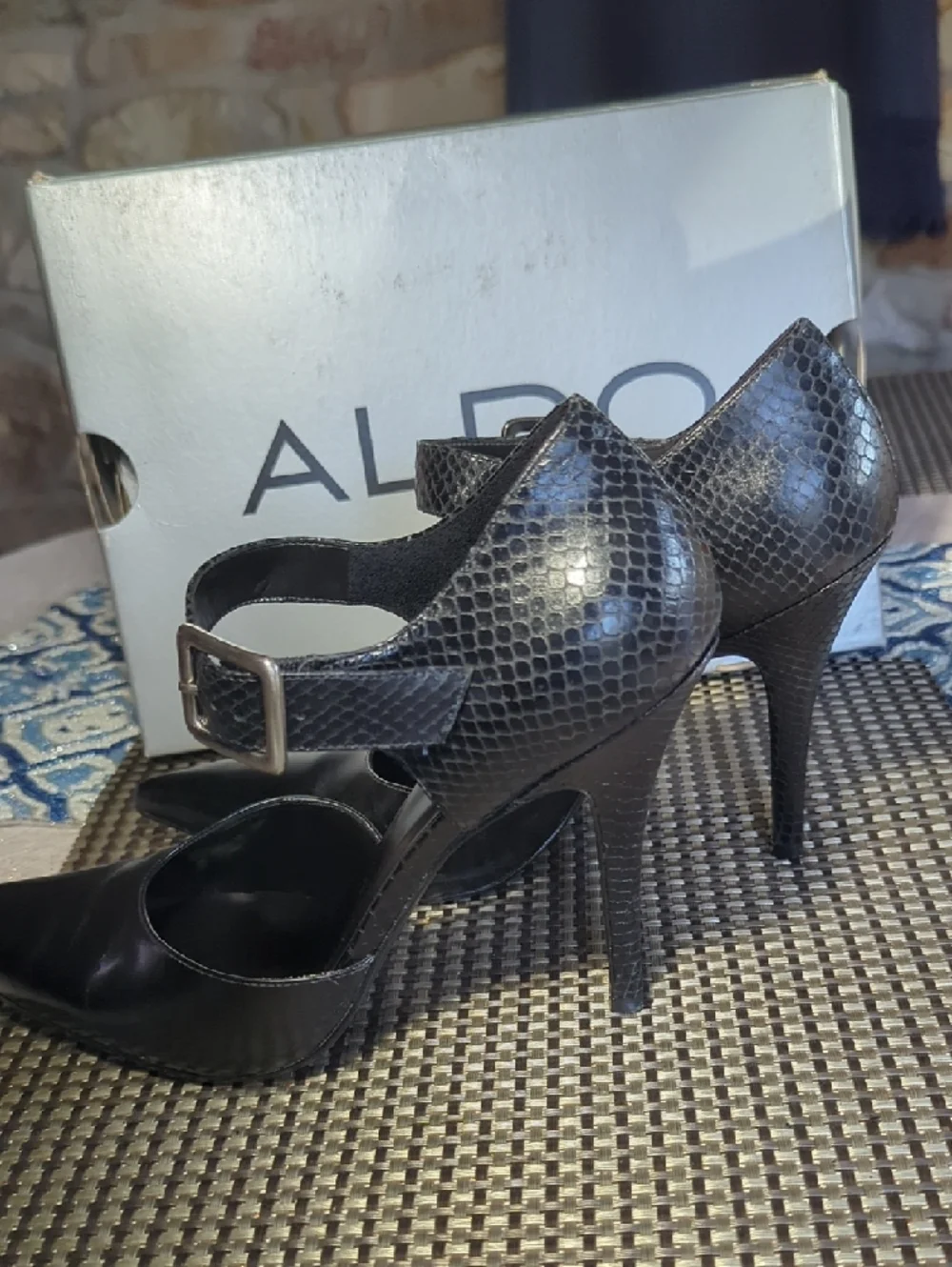 ALDO Orabella Black Pointed-Toe Mary Jane Stiletto Heels